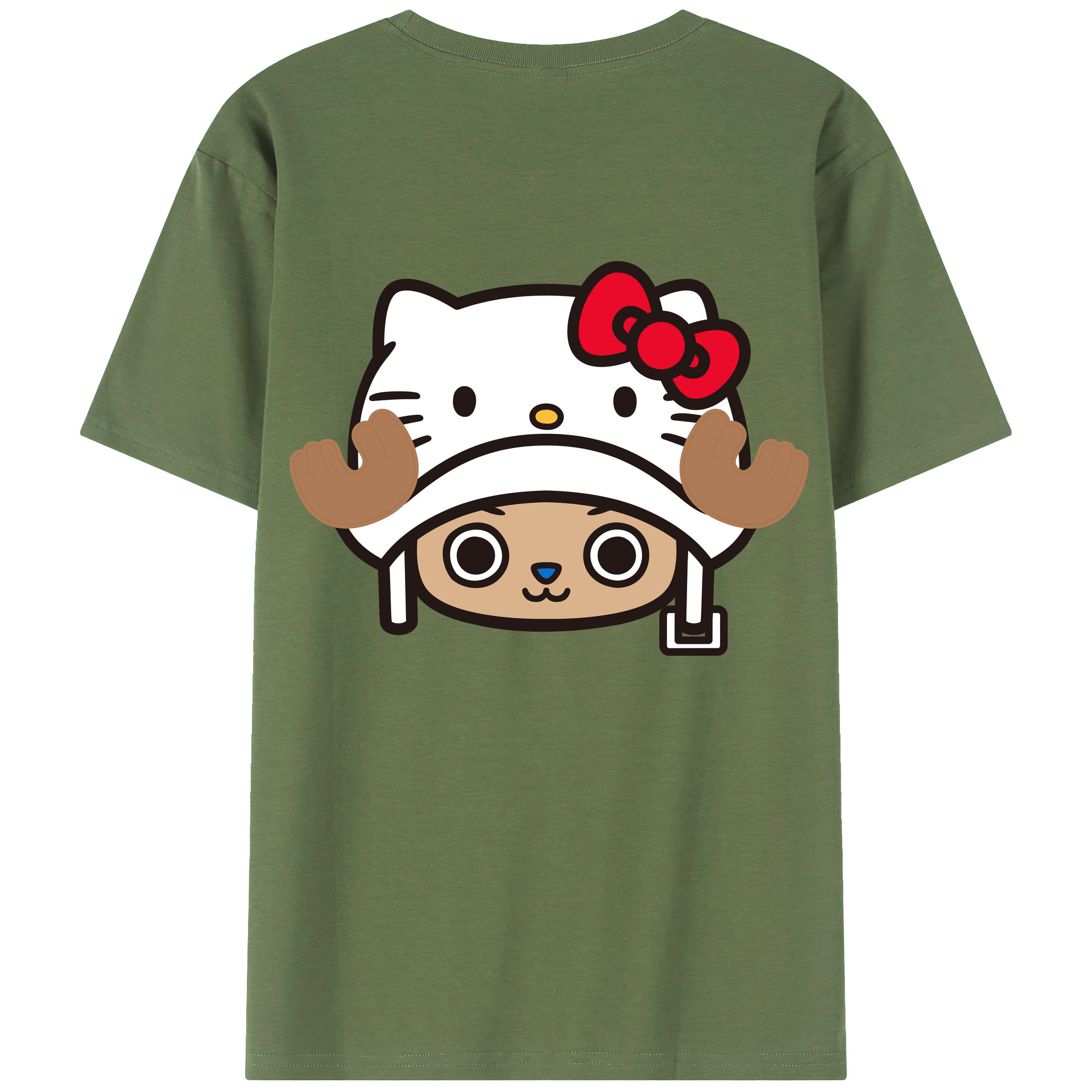 （画像用） Hello Kitty ハローキティ 綿100％ メンズ半袖Tシャツ（バックプリント） 通気性